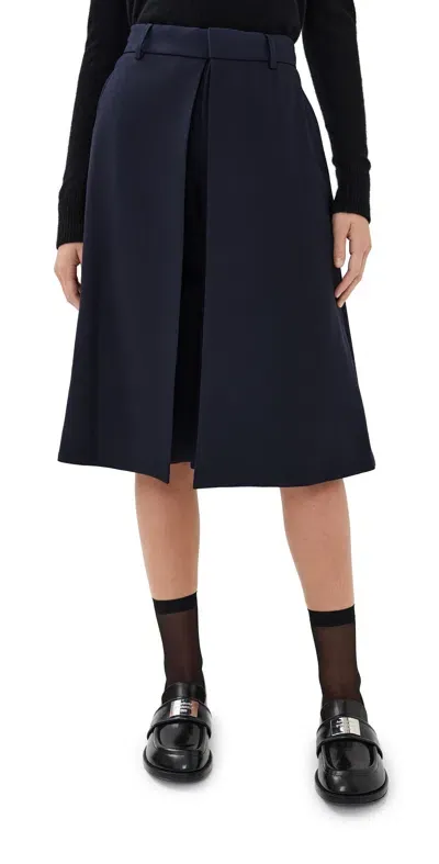 Ami Alexandre Mattiussi Skirt With Bermuda Shorts And Virgin Wool Lateral Panels In Navy Blue