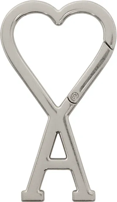 Ami Alexandre Mattiussi Silver Ami De Coeur Hook Carabiner In Vibrated Silver/905