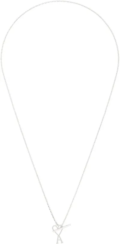 Ami Alexandre Mattiussi Silver Ami De Cœur Chain Necklace In Silver/900