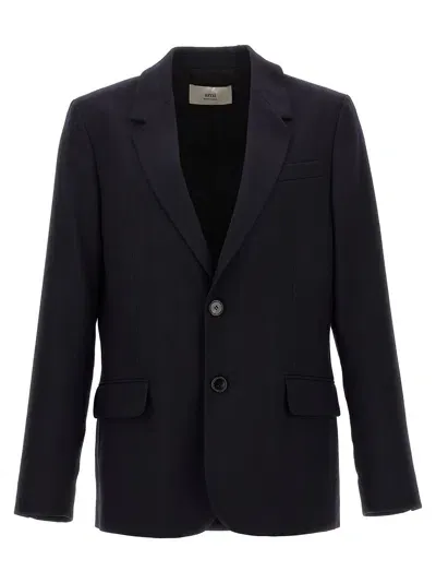 Ami Alexandre Mattiussi Single Breasted Virgin Wool Blazer In Navyblue