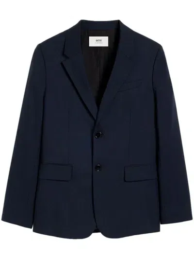 Ami Alexandre Mattiussi Single Breasted Wool Blazer In Blue