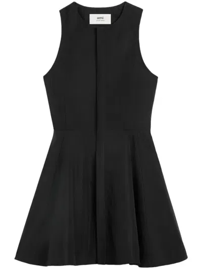 Ami Alexandre Mattiussi Sleeveless Cotton Minidress In Black