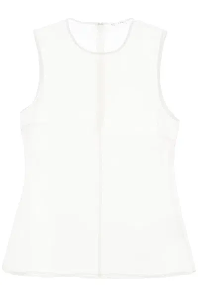 Ami Alexandre Mattiussi Sleeveless Silk Top In In White