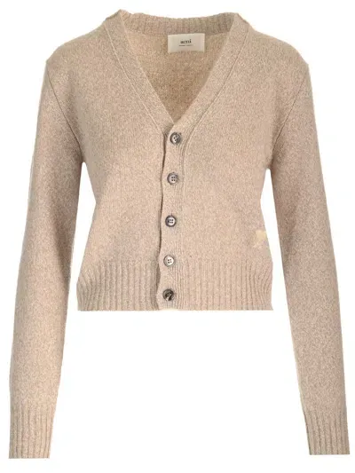 Ami Alexandre Mattiussi Slim Fit Cardigan In Beige