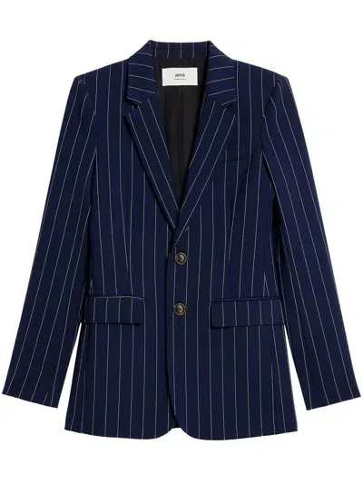 Ami Alexandre Mattiussi Striped Single-breasted Blazer In Blue