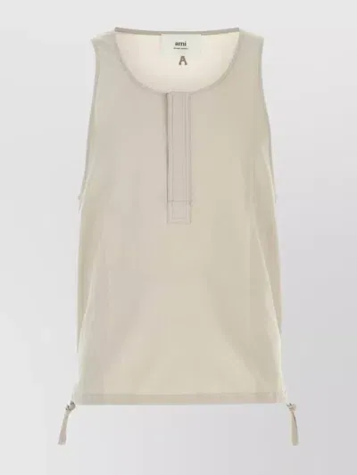 Ami Alexandre Mattiussi Tank Top Cotton Drawstring Hem In Beige