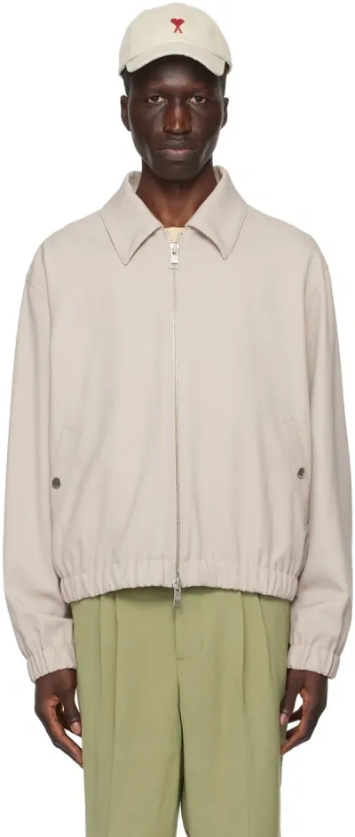 Ami Alexandre Mattiussi Taupe Ami De Cœur Bomber Jacket In Light Beige/271