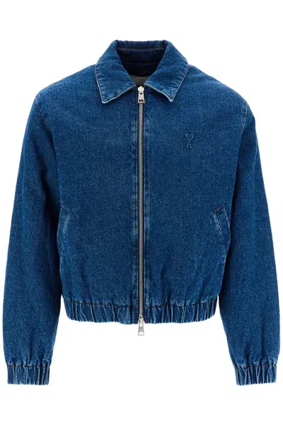 Ami Alexandre Mattiussi Bomber In Denim In Blue