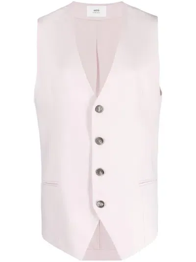 Ami Alexandre Mattiussi Virgin Wool Waistcoat In Pink