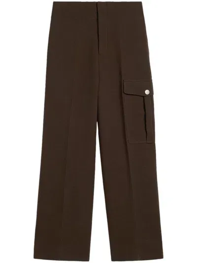 Ami Alexandre Mattiussi Virgin-wool Wide-leg Trousers In Brown