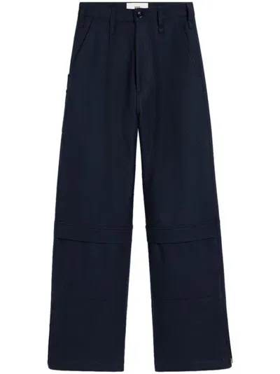 Ami Alexandre Mattiussi Wool Cargo Trousers In Navy Blue