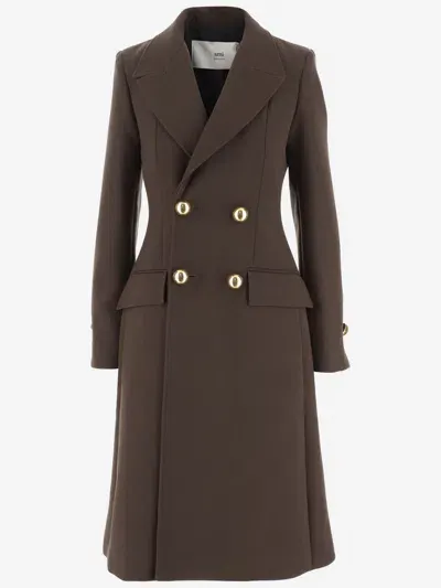 Ami Alexandre Mattiussi Wool Coat In Brown