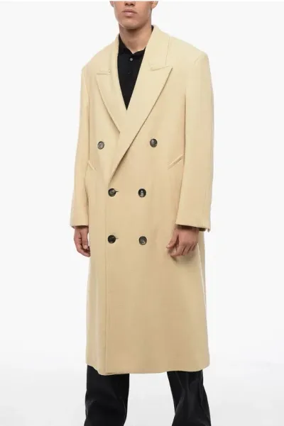 Ami Alexandre Mattiussi Wool Double-breasted Coat In Neutral