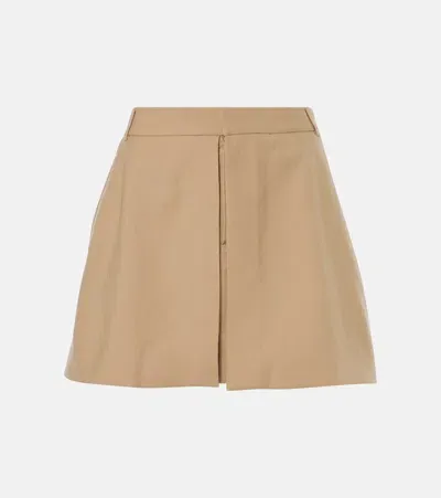 Ami Alexandre Mattiussi Wool Gabardine Miniskirt In Sand