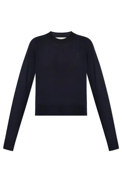 Ami Alexandre Mattiussi Wool Sweater In Navy Blue