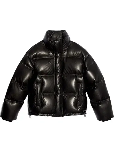 Ami Alexandre Mattiussi Leather Down Jacket In Black