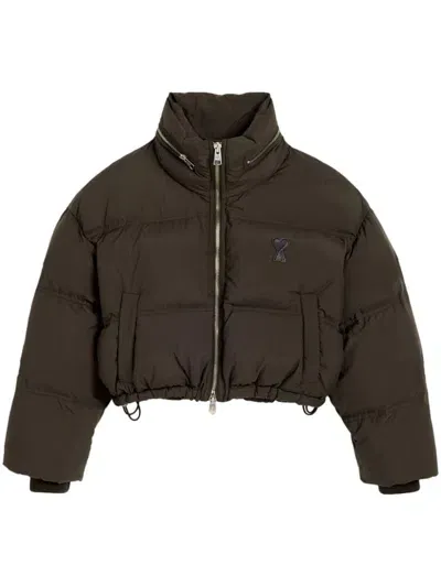 Ami Alexandre Mattiussi Zipped Puffer Jacket In Brown