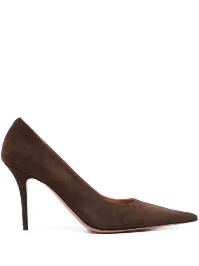 Amina Muaddi 90mm Barbara Pumps In Brown