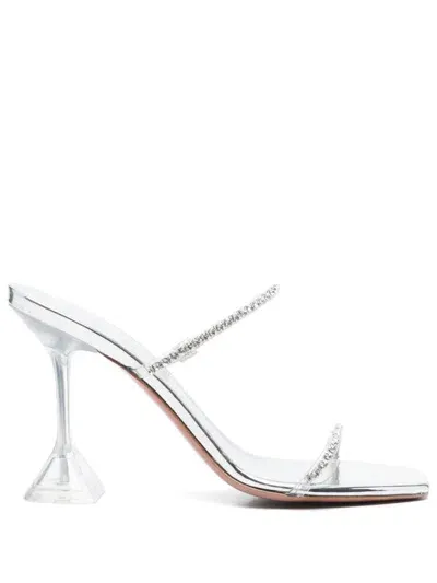 Amina Muaddi Gilda 80mm Crystal-embellished Mules In Silver