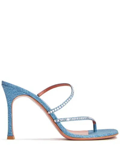 Amina Muaddi Ami 95mm Crystal Embellished Sandals In Blue