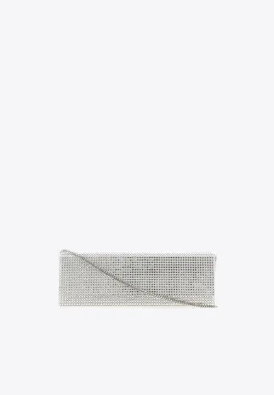 Amina Muaddi Amini Paloma Crystal Embellished Clutch Bag In Silver