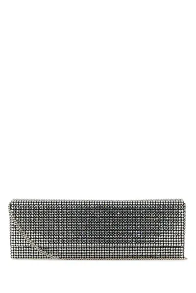 Amina Muaddi Amini Paloma Embellished Clutch Bag In Silver