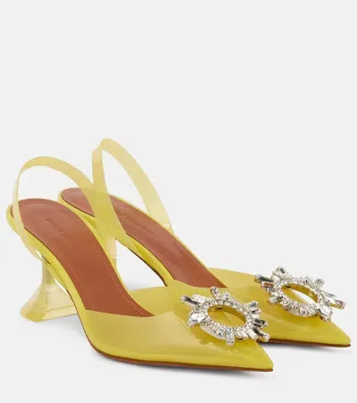 Amina Muaddi Begum Glass 70 Pvc Slingback Pumps In Gelb 