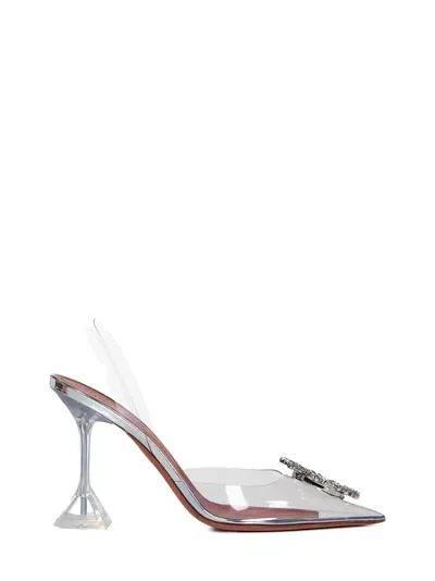 Amina Muaddi Begum Embellished Slingback Pumps In Grey