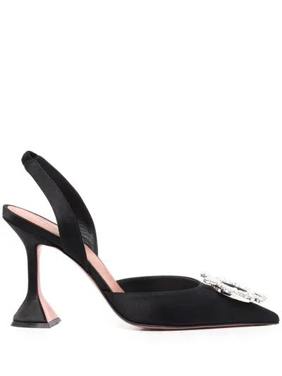 Amina Muaddi Begum Satin Slingback Pumps In Black