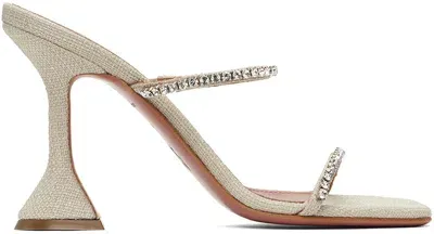 Amina Muaddi Beige Gilda Heeled Sandals