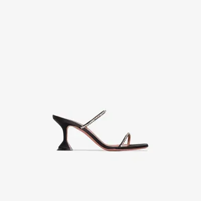 Amina Muaddi Black Gilda 70 Crystal Sandals