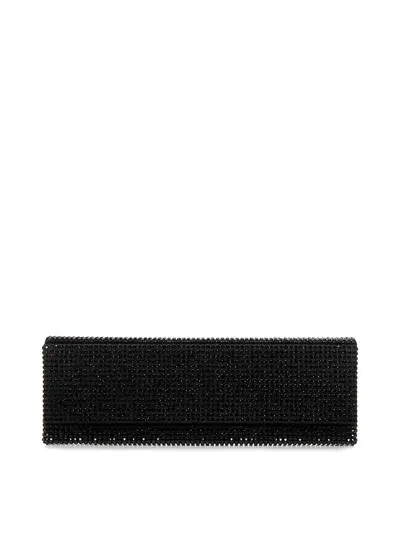 Amina Muaddi Black Silk Satin Clutch