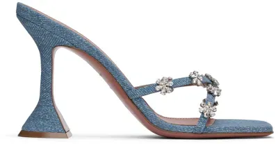 Amina Muaddi Blue Lily Slipper 95 Heeled Sandals In Denim