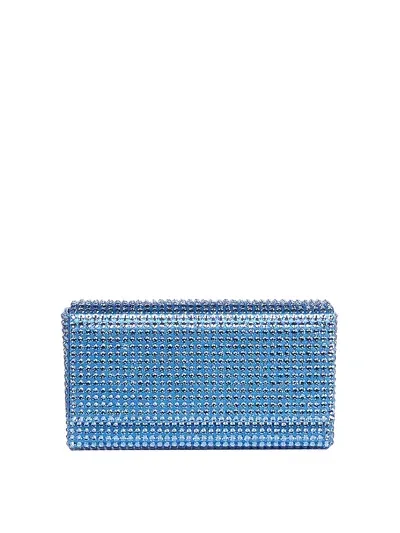 Amina Muaddi Clutch With Rhinestone In Azul