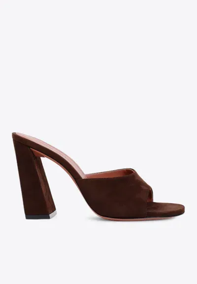 Amina Muaddi Brigitte 95 Suede Mules In Brown