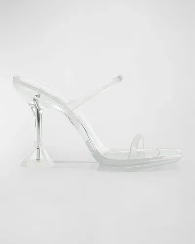 Amina Muaddi Brito Clear Mule Stiletto Sandals In Pvc Transparent