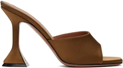 Amina Muaddi Brown Lupita Slipper Heeled Sandals In Mocha