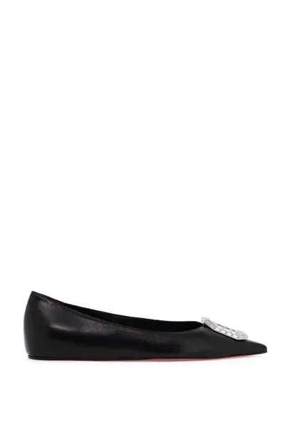 Amina Muaddi Camelia Flat Ballet Shoes In Black