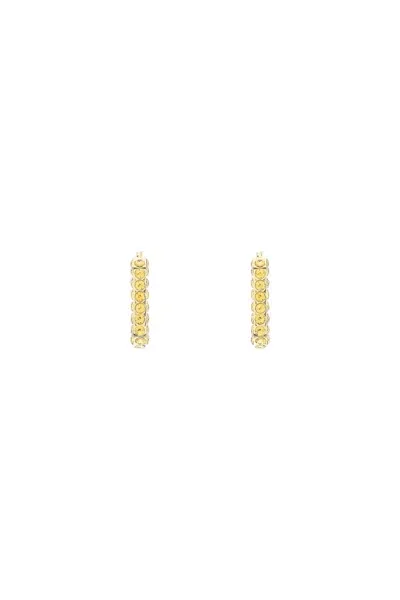 Amina Muaddi Charlotte Earrings With Crystals In Gold