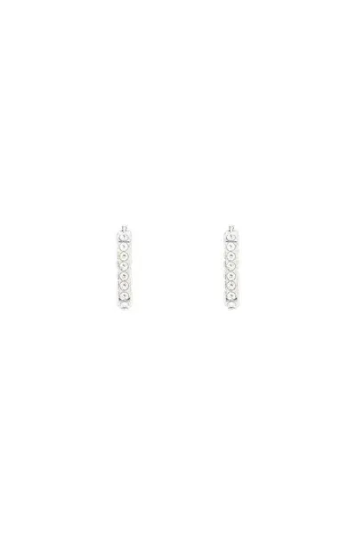 Amina Muaddi Charlotte Earrings With Crystals In Argento