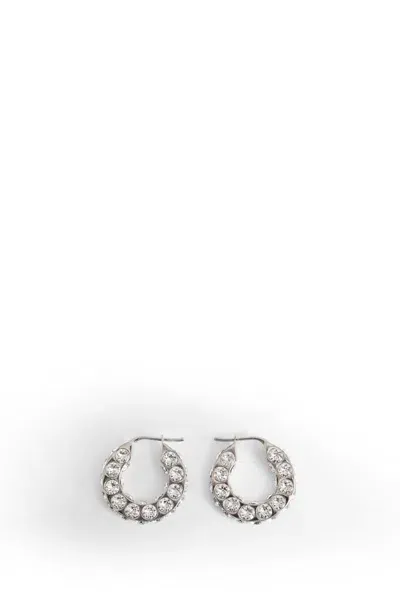 Amina Muaddi Jan Hoop Small Earrings In Silver