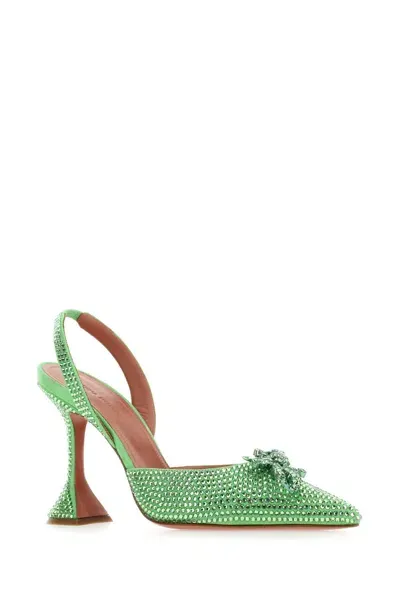 Amina Muaddi Embellished Suede Rosie Pumps In Greenperidot