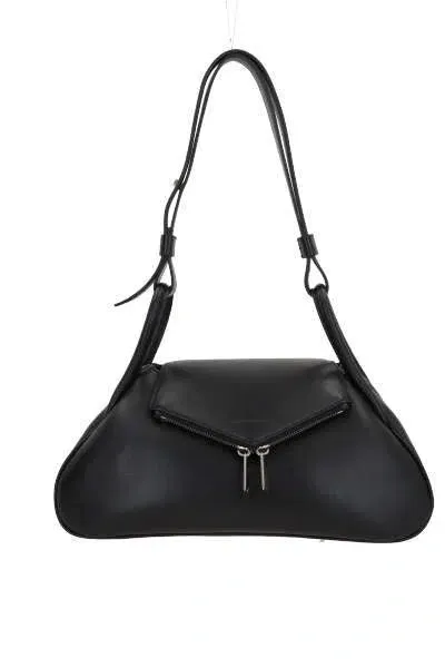 Amina Muaddi Gemini Leather Shoulder Bag In Black