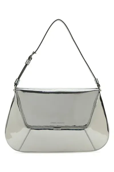 Amina Muaddi Handbags. In Silver