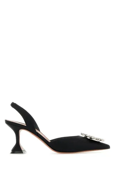 Amina Muaddi Black Begum 70 Crystal Slingback Pumps