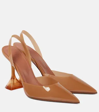 Amina Muaddi Holli Clear Slingback Pumps In Nude