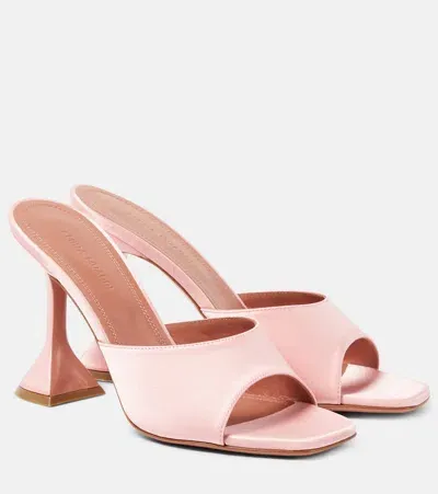 Amina Muaddi Lupita 95 Satin Mules In Pink