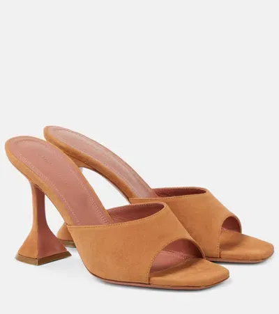 Amina Muaddi Lupita 95 Suede Mules In Latte