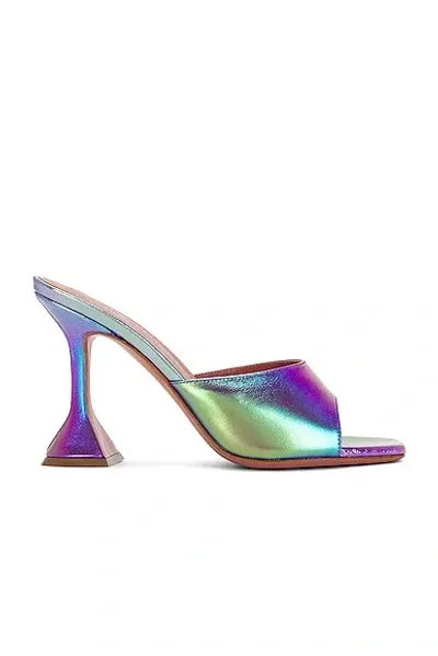 Amina Muaddi Lupita Iridescent Leather Mules In Onyx Unicorn