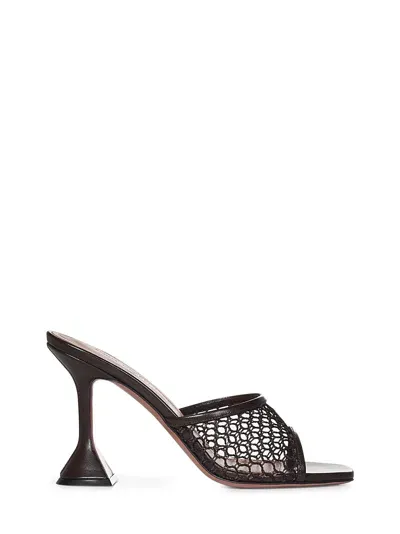 Amina Muaddi Lupita Net Sandals In Brown